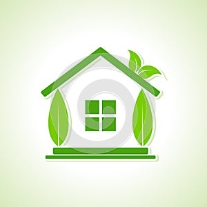 Eco home icon with leaf