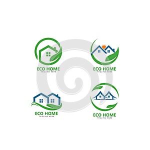 Eco home logo vector icon illustration