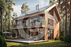 eco-home with solar panels and energy efficient windows