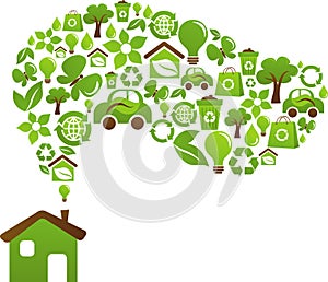 Casa verde energía iconos 