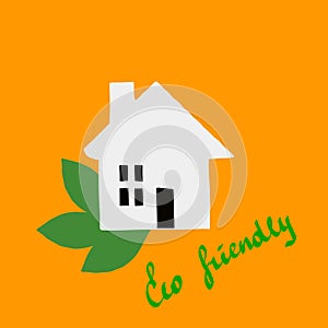 Eco house concept green leaf icon. flat vector
