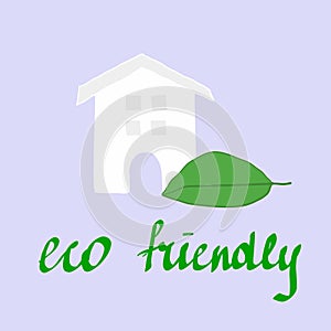 Eco house concept green leaf icon lat vector