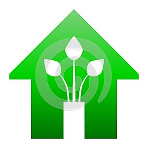 Eco house - green home icon - green gradient, isolated - vector