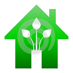 Eco house - green home icon - green gradient, isolated - vector