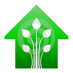 Eco house - green home icon - green gradient, isolated - vector