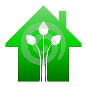 Eco house - green home icon - green gradient, isolated - vector