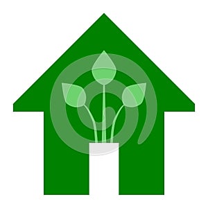 Eco house - green home icon - green, isolated - vector