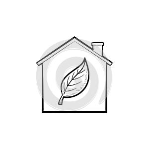 Eco house hand drawn outline doodle icon.