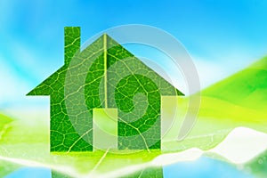 Eco house icon concept green energy, ecology environment symbol