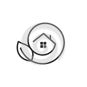 Eco house icon, logo green energy in home,