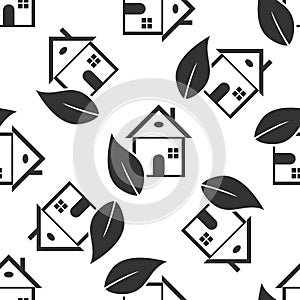Eco House icon seamless pattern on white background