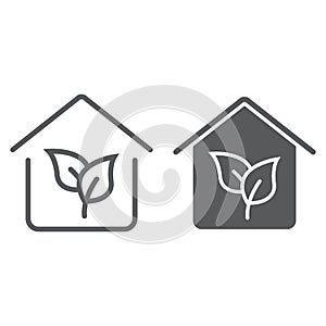 Eco house line and glyph icon, real estate