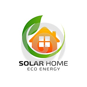 eco house logo design. Sun solar energy logo design template