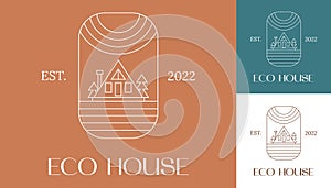 Eco house logo design in various colors