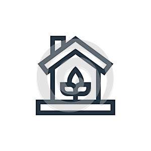 eco house vector icon isolated on white background. Outline, thin line eco house icon for website design and mobile, app