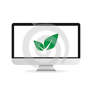 Eco icon on monitor. Technology concept.