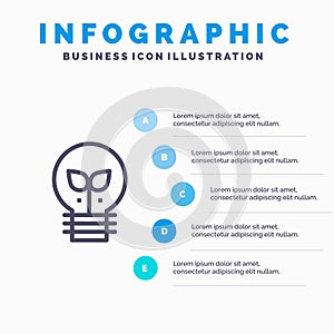 Eco, Idea, Lamp, Light Line icon with 5 steps presentation infographics Background