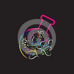 eco lab logo vector illustration. Science laboratory sign. Biology symbol nature logos graphic concept