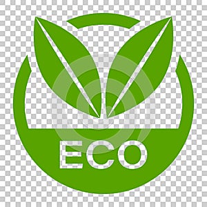 Eco label badge vector icon in flat style. Organic product stamp