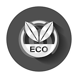 Eco label badge vector icon in flat style. Organic product stamp