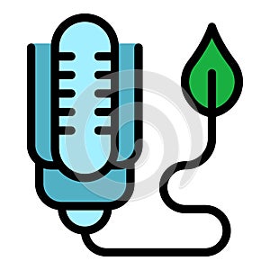 Eco leaf bulb icon vector flat