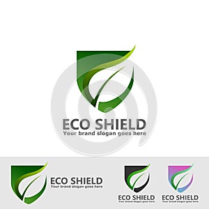 Eco leaf shield logo