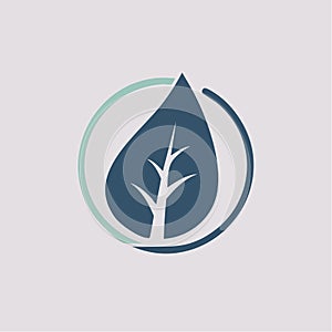 Eco Leaf and Water Drop Circle Logo