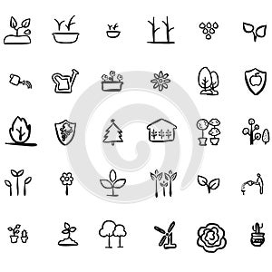 Eco and Leafs Icon Doodles