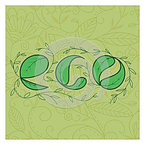 eco lettering design. Vector illustration decorative design