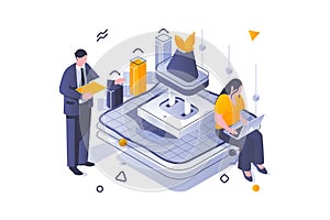 Eco lifestyle concept in 3d isometric design. Vector illustration