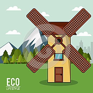 Eco lifestyle windmill rural energy clean landscape