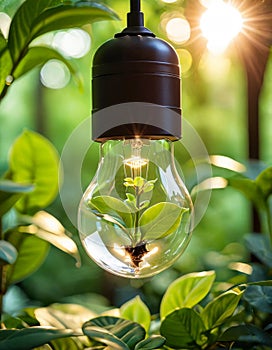 Eco Lightbulb Amidst Natural Backdrop