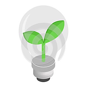 Eco lightbulb isometric 3d icon