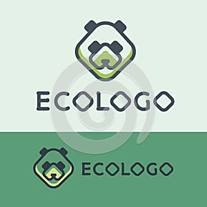 Eco logotyle template for vegan company with panda head