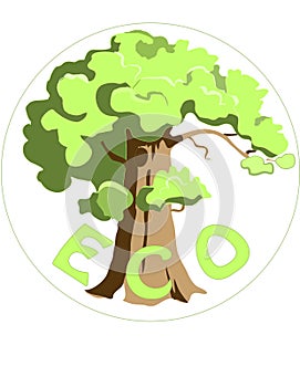Eco mark with nature tree