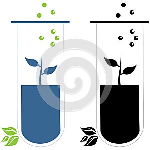 Eco medical liquid flask icon, outline and filled style