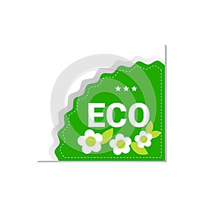 eco natural product sticker organic healthy vegan market logo fresh food emblem badge design