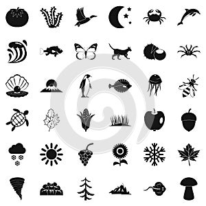 Eco nature icons set, simple style