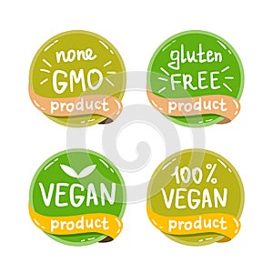 Eco organic bio logos stickers vector set