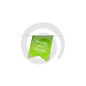 Eco organic product label or tag. Vector Vegan green sticker or badge. Vegan food sign.