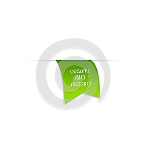 Eco organic product label or tag. Vector Vegan green sticker or badge. Vegan food sign.