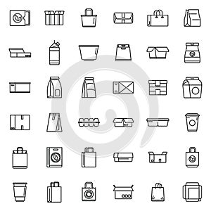 Eco packaging icons set outline vector. Eco waster