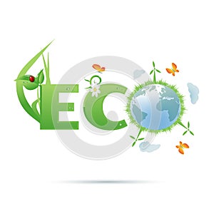 Eco-planet text symbol