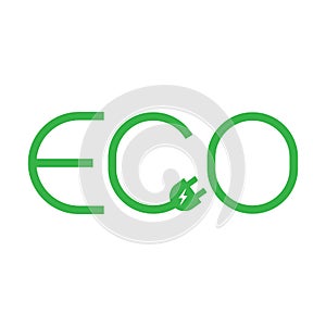 Eco with plug icon, Ecology electric charging, Green energy, Eco friendly, Save environment, Vector illustration.