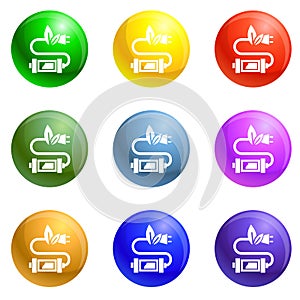 Eco plug icons set vector