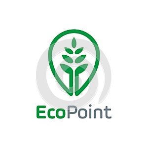 Eco point logo vector design. consisting of a eco/leaf icon with pointer icon. organic point. Garden Park Point. leaves point