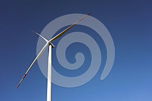 Eco power, wind turbines with blue sky. wind turbine for alternative electricity.renewable electric farm with sustainable eco