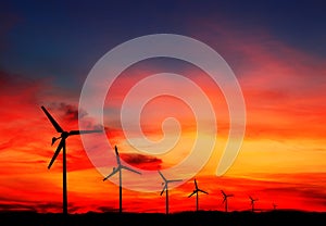Eco power. Wind turbines generating electricity.
