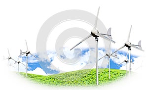 Eco power, wind turbines generating electricity