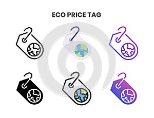 Eco Price Tag icons set with different styles.